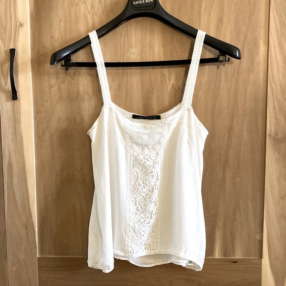 MUST GO Zara White Embroidered Crochet Lace Cami - Picture 1 of 7